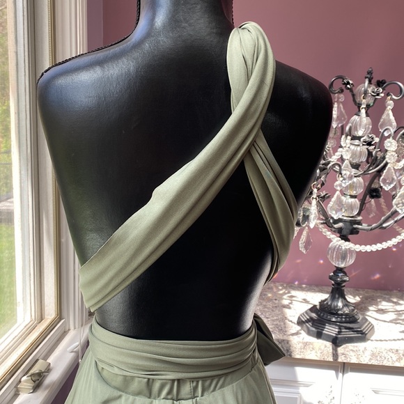 Sage Versatile Spandex Stretch Cocktail Mini Dress - Picture 6 of 11